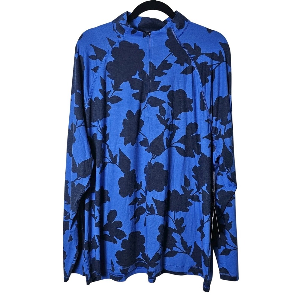 NWT G/Fore GFore 1/4 Zip Pullover Racer Blue Floral Long Sleeve Golf Men's XXL